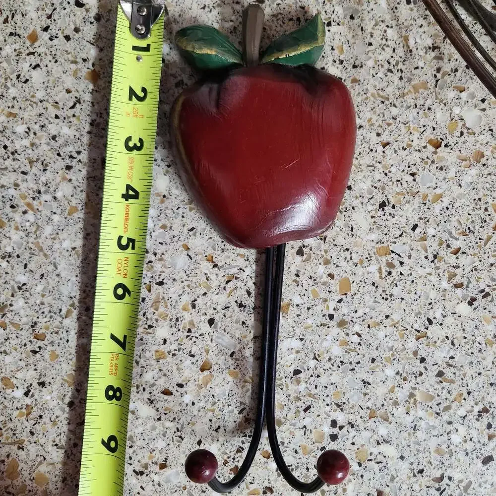 Vintage Wooden Apple Wall Hook Double Coat Rack